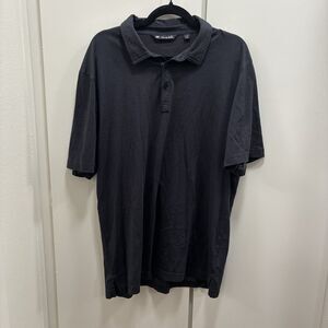 Travis Mathew Shirt Men’s Sz XL Black Short Sleeve Button Up Preppy Striped